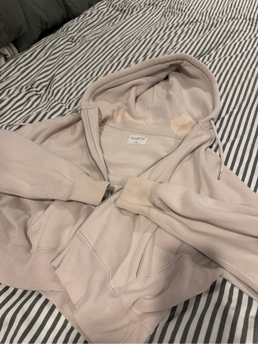 Abercrombie & Fitch Cream Zip Up Hoodie